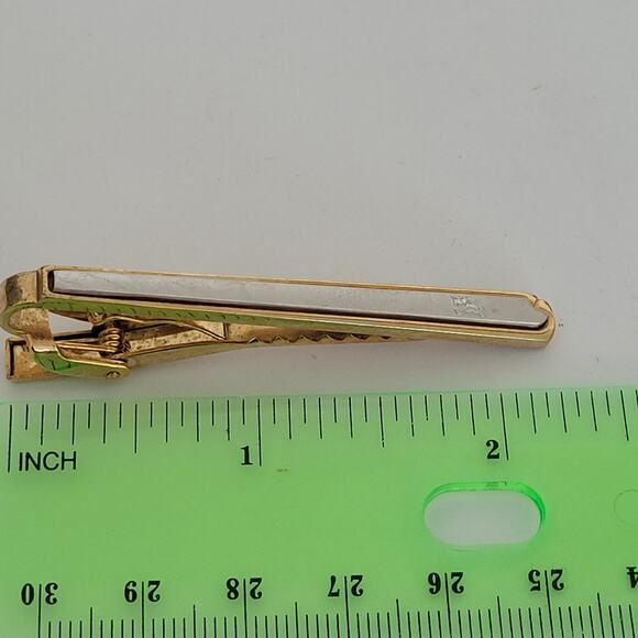 Burberry Tie Bar Clip Clasp Gold Silver Tone 2in Logo Vintage Logo - Picture 5 of 6